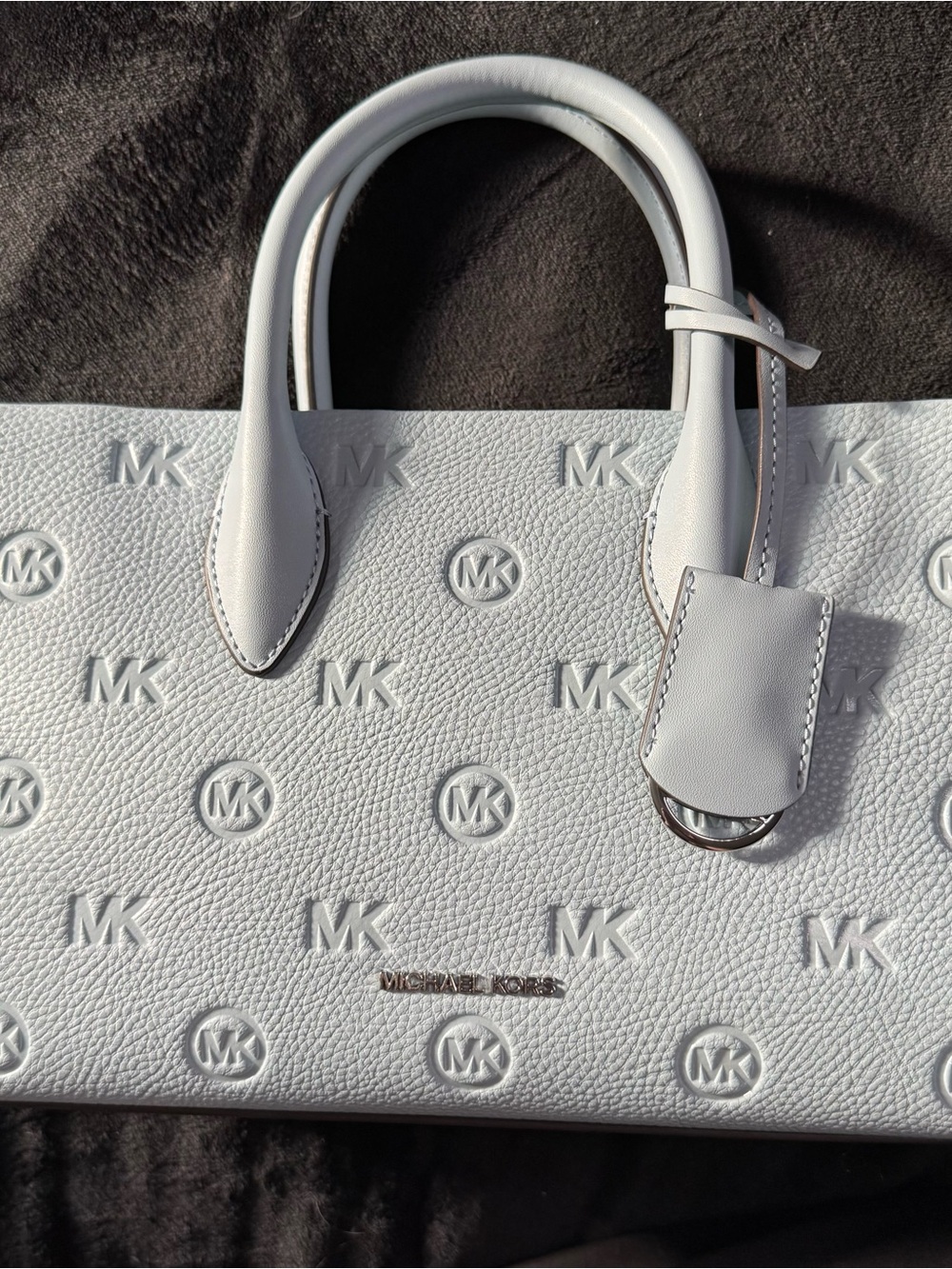 Rare find- Michael Kors Baby Blue Embossed Logo Tote